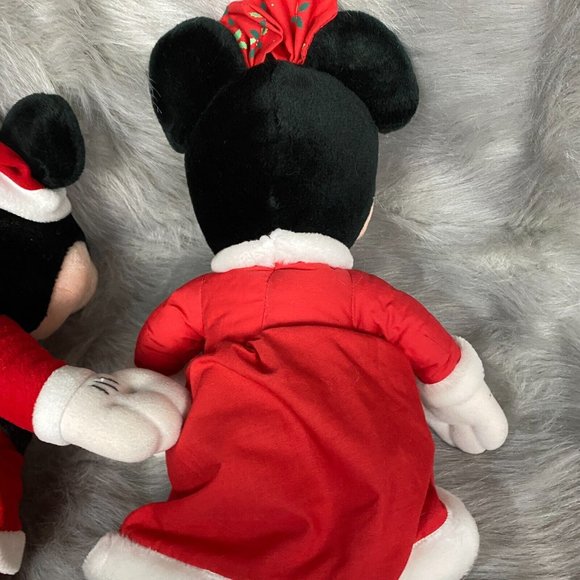 Vintage Mickey Mouse & Minnie Mouse Christmas Plush Set of 2 Applause 17" Tall - Picture 7 of 12